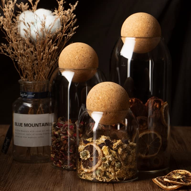 IVAILEX Glass Jars with Cork Lids, Candy Jar with Lid, Coffee jar for Counter, Cookie Jar with Airtight Lids, Clear Glass Jar for Candy, Tea, Coffee Bean, Sugar, Spices, Apothecary etc (950ml/32oz) - size: 950 ml (32 oz)