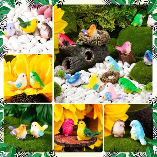72PCS Miniature Cute Bird Decorative Figurines 11 Styles Mini Resin Birds | Micro Landscape Home Meetings Decoration, Cake Topper - style: MiniBird 72PCS