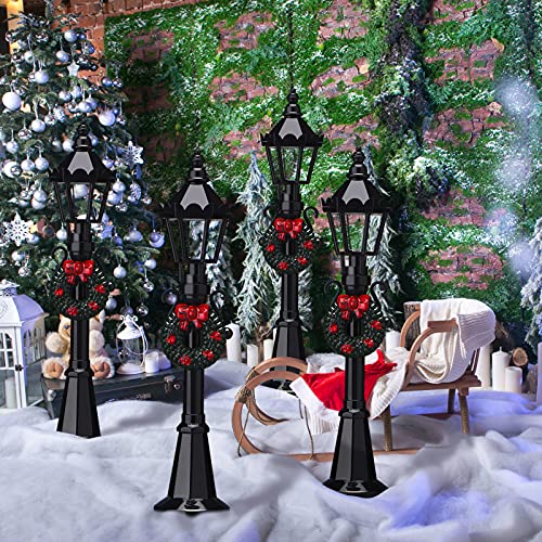 Honoson 4 Pcs Christmas Village Mini Street Lamp Dollhouse,Classic - style: Classic Style