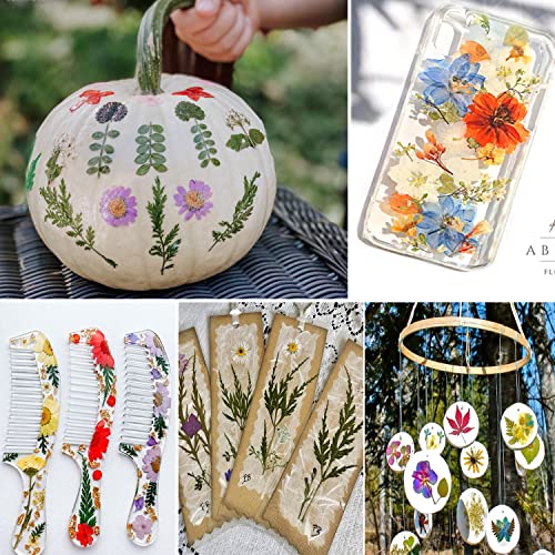 122PCS Large Nature Dried Pressed Flowers for Resin Mold, Real Dry Pressing Floral with Butterfly Transparent Stickers Set for DIY Jewelry Making Nail Card Scrapbook Art Craft Love Parade - color: Love Parade