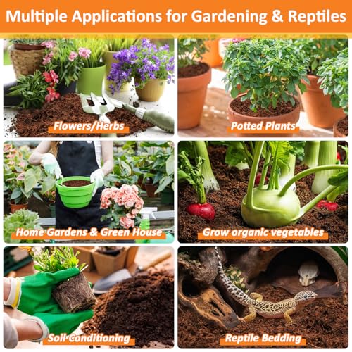 2 QT Horticultural Charcoal & 4 Pack Organic Coco Coir Bricks- Soil Amendment Plant Potting Mix, Ideal for Orchids, Succulents, Terrariums, Indoor & Outdoor Gardening