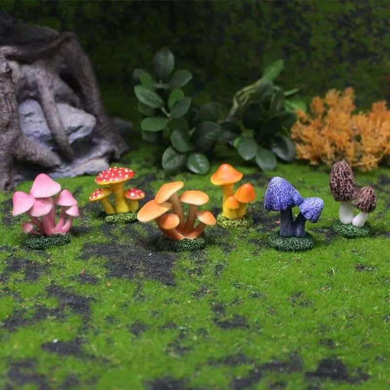 Miniature Mushroom Figurines Decorations, Small Resin Morel Mushrooms Statue, 3 Pieces Lawn Fairy Wild Garden Resin Bonsai Craft Decor for Home DIY Micro Fairy Garden Landscape - style: 1 style - 3 Pcs