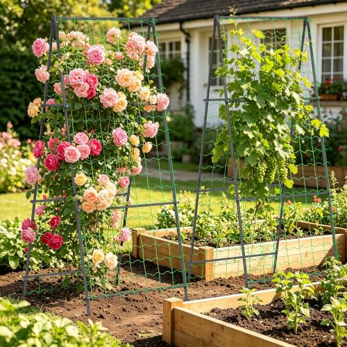 unho Metal Tall Garden Trellis for Climbing Plants Outdoor 2 Pack 82"x27" - size: 82x27inch(2pack)
