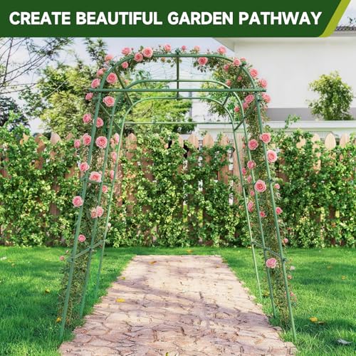 HIRALIY Garden Arch Trellis for Climbing Plants, 6.3ft Tall, Green - size: 63"L x 68"W x 76"H-Arch Trellis