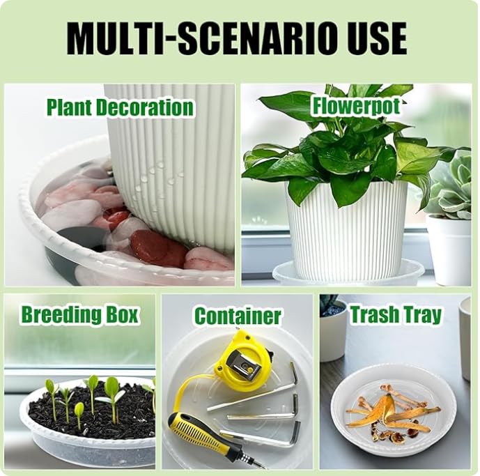RooTrimmer 5 Pack 13 Inch Clear Plant Saucers for Pots,Thick Heavy Duty Plastic Plant Trays,Transparent Drip Trays for Indoor & Outdoor Plants - size: 13 inch