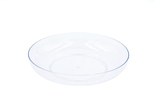WGV 6" Inches Clear Hard Plastic Floral Decoration Designer Dish Plate, Plant Saucer Tray, Wedding Decor Centerpieces Pack of 24 Pieces - size: 6"