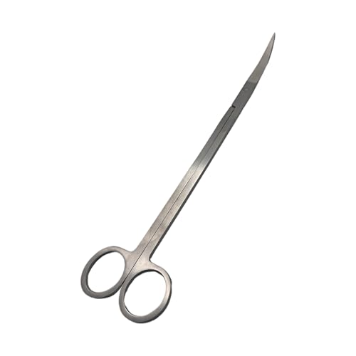 12" Stainless Steel Aquarium Scissors, Curved Long Aquatic Plant Trimming Scissors for Aquascaping, Fish Tank & Terrarium Maintenance in Fresh & Water (Matte Silver)