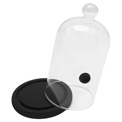 MDEOOSKY Smoking Cloche with Wood Base, Cocktails Smoke Infuser Accessory, for Dessert Food and Drinks Classic Glass Smoke Cloche Glass Dome for Smoker Gun Cocktails