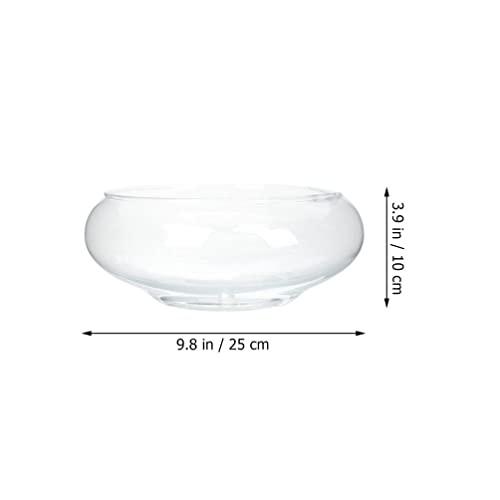 10 Inch Glass Bowl for Plants - Lotus Planter & Clear Terrarium, Large Round Vase for Table Centerpiece, Shallow Bowl for Goldfish & Betta, Decorative Glass Hydroponic Plant Pot 25cm - size: 25x25cm