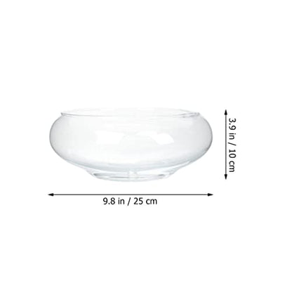 10 Inch Glass Bowl for Plants - Lotus Planter & Clear Terrarium, Large Round Vase for Table Centerpiece, Shallow Bowl for Goldfish & Betta, Decorative Glass Hydroponic Plant Pot 25cm - size: 25x25cm