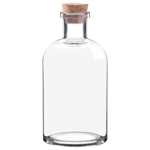 1pcs 500ml/16.91 oz Decorative Clear Glass Bottle with Cork Stopper | Clear glass bottle with cork stopper, ideal for DIY crafts, floral displays, home décor, weddings, and party decorations.