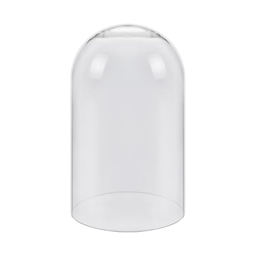 14" Tall Clear Glass Display Cloche, Dome Shape for Terrarium, Plants, Trinkets, Cakes, Figurines, LED Light String, Candle. Cloche Glass Dome, Bell Jar Display Case (1, 8"x14") - size: 8"x14"
