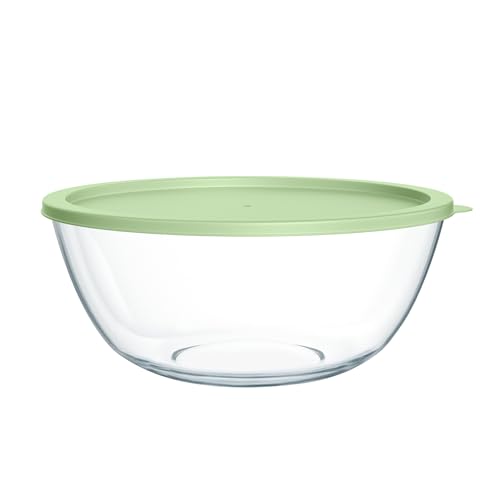 Extra Large Glass Mixing Bowls Clear Glass Salad Cooking Bowls for Kitchen Salad Bread Storage (4.7Qt)
