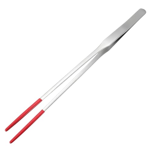 Extra Long Reptile Feeding Tongs, Straight Soft Rubber Tip Tweezers