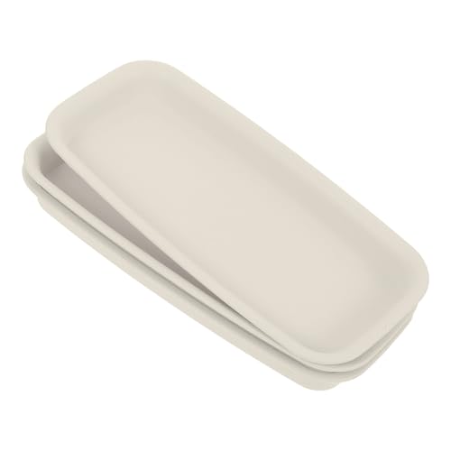 Healeved 3pcs Plastic Flowerpot Trays Rectangular Plant Saucer Elegant Square Plant Water Plate Bonsai Water Trays - size: 24.00X8.50X2.50CM