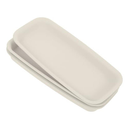 Healeved 3pcs Plastic Flowerpot Trays Rectangular Plant Saucer Elegant Square Plant Water Plate Bonsai Water Trays - size: 24.00X8.50X2.50CM