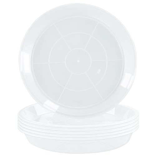 6 Pack Plant Saucers of 12 Inch, Clear Plastic Plant Trays for Pots Indoor Outdoor, Round Durable Sturdy Plant Water Catcher Tray for Drainage Decoration Protection
