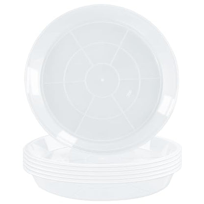6 Pack Plant Saucers of 12 Inch, Clear Plastic Plant Trays for Pots Indoor Outdoor, Round Durable Sturdy Plant Water Catcher Tray for Drainage Decoration Protection