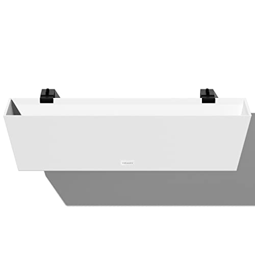 Veradek Pure Series Railing Planter - Tapered Window Box with Bracket | Made From Durable Plastic With Adjustable Metal Railing Bracket. Modern Railing/Fence Décor for Plants and Flowers - color: White, size: 36 inch