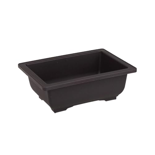 Generic Rectangular Plastic Flower Pot Planter with Drainage Holes and Tray for Miniature Plants s Cacti Indoor Outdoor Use (1) - size: 6.3" x 4.7" x 2.4"