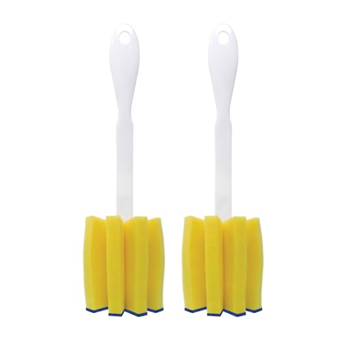 LOLA Glass & Jar Foam Sponge Brush, 2 Pack, Star Shaped w/Non-Scratch Blue Scrubber Top, Perfect for Glasses, Mugs, Bottles, Dishwasher Safe - size: 2 Pack