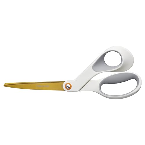 Fiskars 8" SoftGrip Titanium Paper Craft Scissors, Stainless Steel Blades | Durable Titanium Coated Blades Ideal for Paper Crafting, Ergonomic Handle for Comfort and Control in Cutting Tasks - style: SoftGrip Titanium