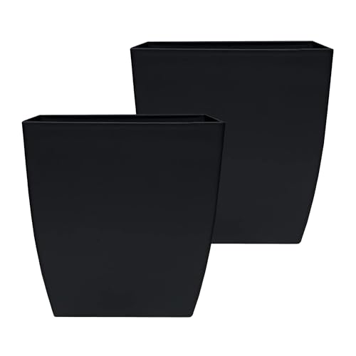 The HC Companies Aria Self Watering Square Plant Pot w/Drainage - Classic Planters for Outdoor Plants & Indoor Plants - Lightweight & UV-Resistant Plastic Pots for Plants (12" Matte Black, Pack of 2) - color: Matte Black, size: 12", style: Pack of 2