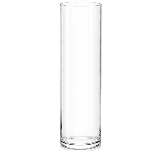 Royal Imports Glass Cylinder Flower Vase 4" Wide x 14" Tall, Clear - size: 4" wide x 14" tall