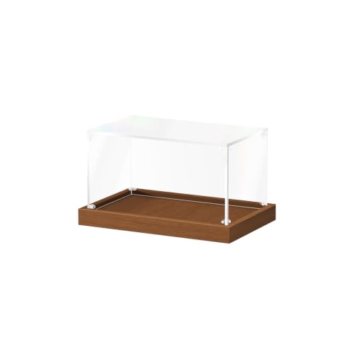 JUJOMAT Acrylic Display Case for Collectibles, Clear Box 10x6x5 in, Walnut - color: Walnut, size: 10 x 6 x 5 inches