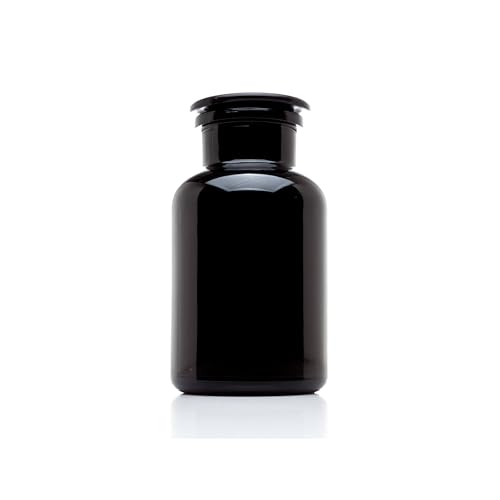 Infinity Jars 1L (34 Fl oz) Black Ultraviolet Blocking Glass Apothecary Jar Airtight Smell‑Proof Refillable Container for Herbs, Spices, Tea & Essential Oils - size: 1000 ml