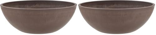 PSW Pot Collection Shallow Garden Bowl Planter for Succulents, Bonsai, Fairy Gardens, Herbs, 8-inch, Chocolate (Pack of 2) - color: Chocolate, size: 8 Inch (Pack of 2)