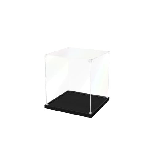JUJOMAT Acrylic Display Case for Collectibles, Clear Box 6x6x7 in, Black - color: Black, size: 6 x 6 x 7 inches