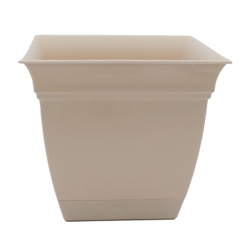 The HC Companies 6 Inch Eclipse Square Planter with Saucer – Indoor Outdoor Plant Pot for Flowers Vegetables Herbs, Cottage Stone - color: Cottage Stone, size: 6"