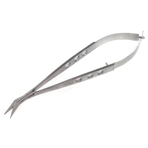Micro Scissors with Spring Action Handle Stainless Steel Trimming Shears, 5.5" Angled Blades