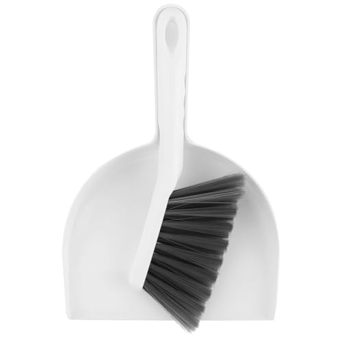 Mini Broom and Dustpan Set, Small Dust Pan and Brush Set, White | Brush and Dustpan Set, Hand Broom and Dustpan Set, Mini Handheld with Home, Desktop, Kitchen, pet