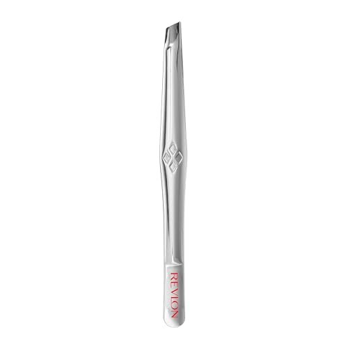 Revlon Slant Tip Tweezer, Silver, 1 Count | High precision multipurpose slant tweezers with comfortable grip for easy hair removal. Made of stainless steel.