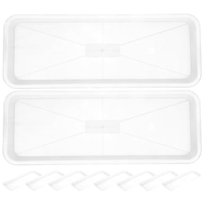 Yardwe 10Pcs Rectangular Plant Tray, Plastic Flower Pot Saucer, Reusable Bonsai Pot Tray, Ideal for Indoor and Outdoor Plants, Prevents Overwatering, Easy to Clean, 15.66 X 5.90 Inch, White - color: White