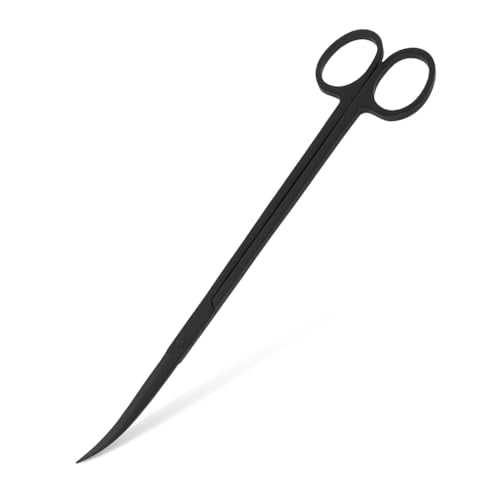 Mandala Crafts Black 12 Inches Curved Aquarium Scissors for Fish Tanks | Extra Long, Rust Resistant Stainless Steel, Trimming Aquatic Plants, Bowls, Terrariums, Freshwater & Saltwater Aquascape - color: Black Curved Scissors, size: 12 Inches