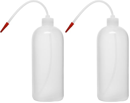 EISCO Wash Bottle, 1000ml - Polyethylene - Translucent, Unbreakable - Screw Cap with Flexible Delivery Tube for Dispensing Liquid - Includes Tube Cap (Pack of 2) - size: 33.8 Ounces (Pack of 2)