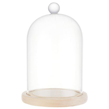 BENECREAT 8x4.5inch Glass Display Dome Inch Cloche Dome with Base Clear Dustproof Dome with Handle Bell Jar Centerpiece Display Case for Wedding Decor, Specimens Plants DIY