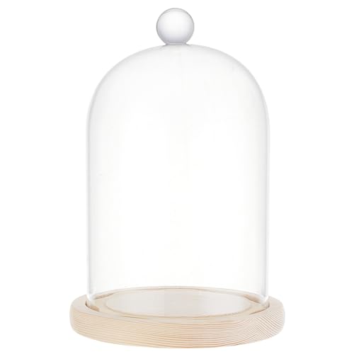 BENECREAT 8x4.5inch Glass Display Dome Inch Cloche Dome with Base Clear Dustproof Dome with Handle Bell Jar Centerpiece Display Case for Wedding Decor, Specimens Plants DIY