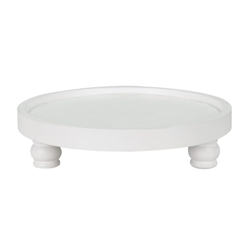 MAONAME 10" Round Wood Riser for Display, White Farmhouse Pedestal Stand