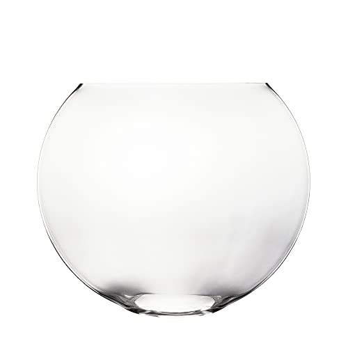 CYS EXCEL Glass Moon Vase Oval Bowl (H:7.5" L:9.25") | Multiple Size Choices Round Flower Vase Centerpiece | Plant Terrarium Bowl Vase - size: H-7.5" L-9.25"