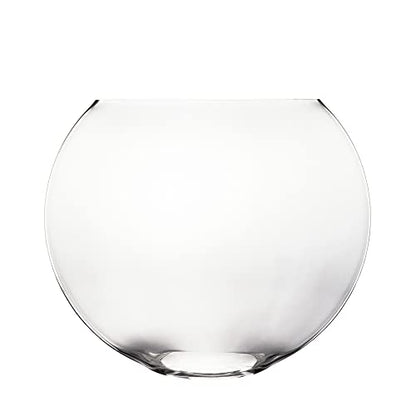 CYS EXCEL Glass Moon Vase Oval Bowl (H:7.5" L:9.25") | Multiple Size Choices Round Flower Vase Centerpiece | Plant Terrarium Bowl Vase - size: H-7.5" L-9.25"