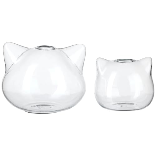 BESTOYARD Cat Shaped Glass Vase Set Transparent Hydroponic Plant Vase and Terrarium Container for Flowers Small Bouquets Dried Arrangements Home Office Desk Bookshelf Wine Cabinet Decor