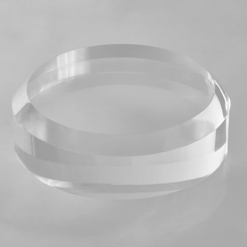 CiaoHER 2in Thickness Acrylic Disc Display Block Clear Polished Round Pedestal Stand Riser (8'' x 2'') - size: 8'' x 2''