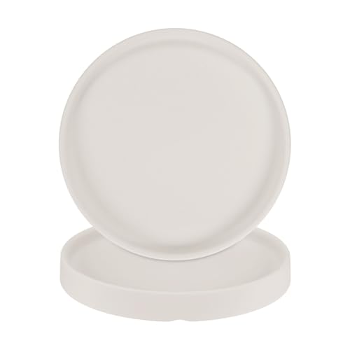 M METERXITY 2-Pack Ceramic Plant Saucer, 6.3 Inch Plant Water Catcher Tray, Plant Pot Saucers for Indoor/Outdoor Plants/Flower Drainage Drip Water Tray [Round Beige] - color: Beige