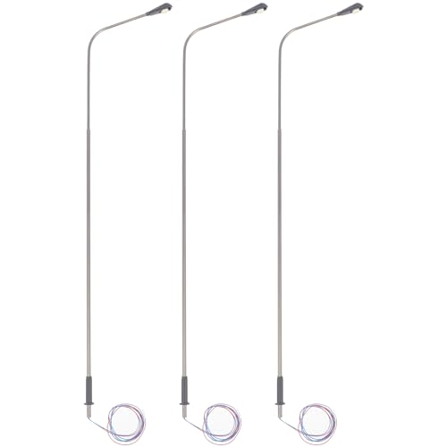 ibasenice 3-Pack Miniature Street Lights, 5.7 in Battery-Powered LED Lamp Posts with Warm White Light | For Dollhouse, Model Railroad, Fairy Garden & Micro Landscape Diorama Scene Decor
