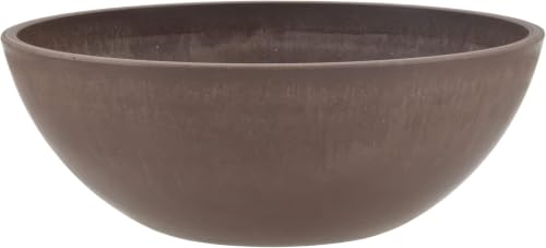 PSW Pot Collection M30C 12" Plastic/Stone/Wood Composite Low Bowl Planter – No Drainage Hole (Drillable), Shallow Indoor/Outer Pot for Succulents, Bonsai, Fairy Gardens, Herbs, Chocolate (Pack of 12) - color: Chocolate, size: 12 Inch (Pack of 12)