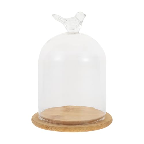 BESPORTBLE Glass Cloche Display Dome: Clear Glass Display Dome with Cork Base for Figurines, Keepsakes, Silk Flowers (5.5 X 3.5Inches) - size: 14X9CM